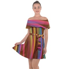 Abstract Background Colorful Off Shoulder Velour Dress