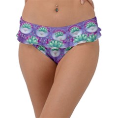 Background Floral Pattern Purple Frill Bikini Bottom by Wegoenart