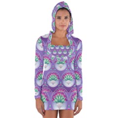 Background Floral Pattern Purple Long Sleeve Hooded T-shirt by Wegoenart