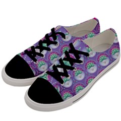 Background Floral Pattern Purple Men s Low Top Canvas Sneakers by Wegoenart