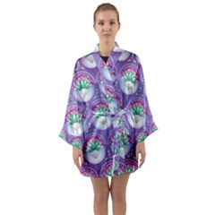 Background Floral Pattern Purple Long Sleeve Kimono Robe by Wegoenart