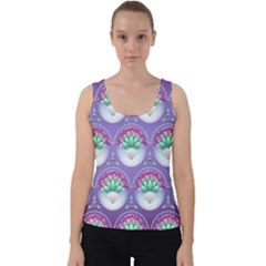 Background Floral Pattern Purple Velvet Tank Top by Wegoenart