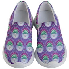 Background Floral Pattern Purple Kids  Lightweight Slip Ons by Wegoenart