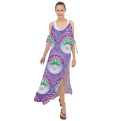 Background Floral Pattern Purple Maxi Chiffon Cover Up Dress by Wegoenart