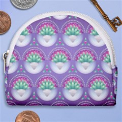 Background Floral Pattern Purple Horseshoe Style Canvas Pouch