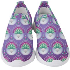 Background Floral Pattern Purple Kids  Slip On Sneakers