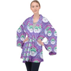 Background Floral Pattern Purple Velvet Kimono Robe