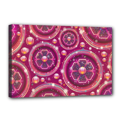 Pink Abstract Background Floral Glossy Canvas 18  X 12  (stretched) by Wegoenart