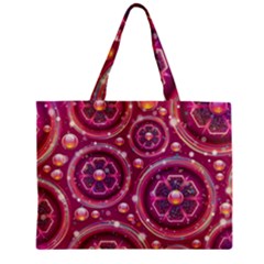 Pink Abstract Background Floral Glossy Zipper Mini Tote Bag by Wegoenart