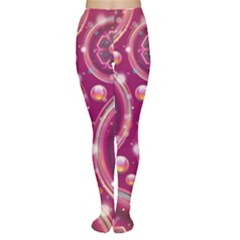 Pink Abstract Background Floral Glossy Tights by Wegoenart