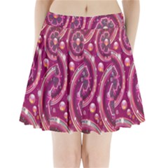 Pink Abstract Background Floral Glossy Pleated Mini Skirt by Wegoenart