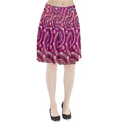 Pink Abstract Background Floral Glossy Pleated Skirt by Wegoenart