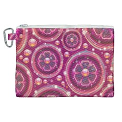 Pink Abstract Background Floral Glossy Canvas Cosmetic Bag (xl) by Wegoenart