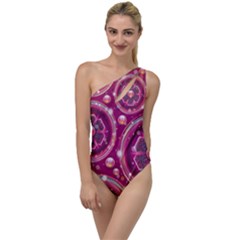 Pink Abstract Background Floral Glossy To One Side Swimsuit by Wegoenart