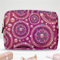 Pink Abstract Background Floral Glossy Make Up Pouch (medium)