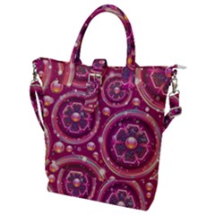 Pink Abstract Background Floral Glossy Buckle Top Tote Bag