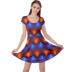 Light Background Colorful Abstract Cap Sleeve Dress by Wegoenart