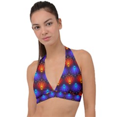 Light Background Colorful Abstract Halter Plunge Bikini Top