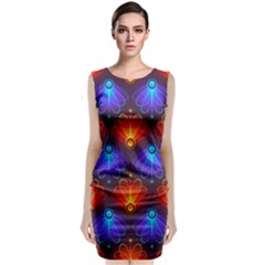 Light Background Colorful Abstract Sleeveless Velvet Midi Dress by Wegoenart