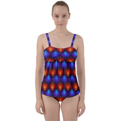 Light Background Colorful Abstract Twist Front Tankini Set by Wegoenart