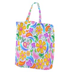 Floral Paisley Background Flower Giant Grocery Tote by Wegoenart