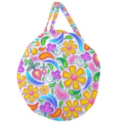 Floral Paisley Background Flower Giant Round Zipper Tote by Wegoenart