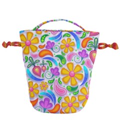 Floral Paisley Background Flower Drawstring Bucket Bag by Wegoenart