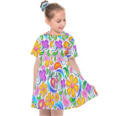 Floral Paisley Background Flower Kids  Sailor Dress