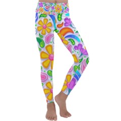 Floral Paisley Background Flower Kids  Lightweight Velour Classic Yoga Leggings