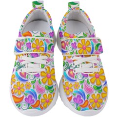 Floral Paisley Background Flower Kids  Velcro Strap Shoes by Wegoenart