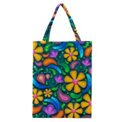 Floral Paisley Background Flowers Classic Tote Bag by Wegoenart