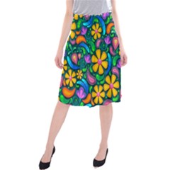 Floral Paisley Background Flowers Midi Beach Skirt by Wegoenart