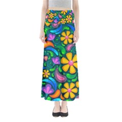 Floral Paisley Background Flowers Full Length Maxi Skirt by Wegoenart