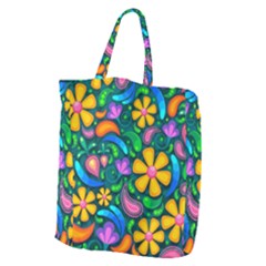 Floral Paisley Background Flowers Giant Grocery Tote by Wegoenart