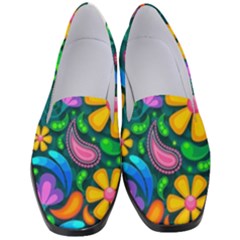 Floral Paisley Background Flowers Women s Classic Loafer Heels