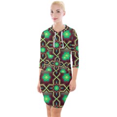 Pattern Background Bright Brown Quarter Sleeve Hood Bodycon Dress