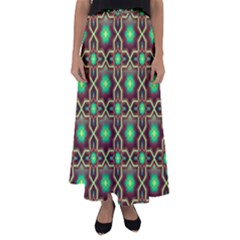 Pattern Background Bright Brown Flared Maxi Skirt