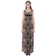 Background Abstract Pattern Green Empire Waist Maxi Dress by Wegoenart