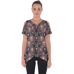 Background Abstract Pattern Green Cut Out Side Drop Tee