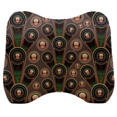 Background Abstract Pattern Green Velour Head Support Cushion by Wegoenart