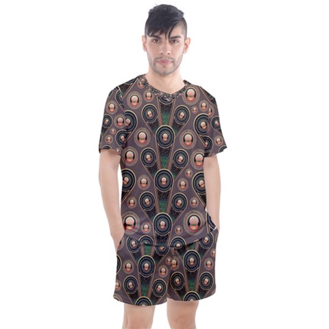 Background Abstract Pattern Green Men s Mesh Tee And Shorts Set by Wegoenart