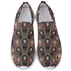 Background Abstract Pattern Green Men s Slip On Sneakers