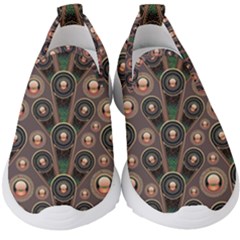 Background Abstract Pattern Green Kids  Slip On Sneakers