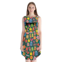 Presents Gifts Background Colorful Sleeveless Chiffon Dress  