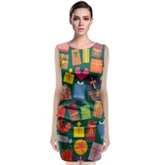 Presents Gifts Background Colorful Sleeveless Velvet Midi Dress by Wegoenart