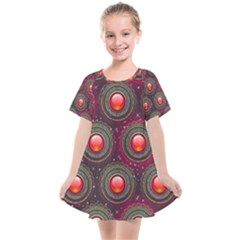 Abstract Circle Gem Pattern Kids  Smock Dress