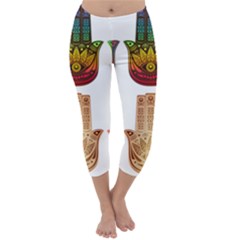 Evil Eye Protection Charm Colorful Capri Winter Leggings  by Wegoenart