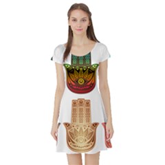 Evil Eye Protection Charm Colorful Short Sleeve Skater Dress by Wegoenart