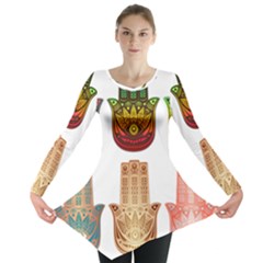 Evil Eye Protection Charm Colorful Long Sleeve Tunic  by Wegoenart