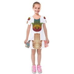 Evil Eye Protection Charm Colorful Kids  Short Sleeve Velvet Dress by Wegoenart